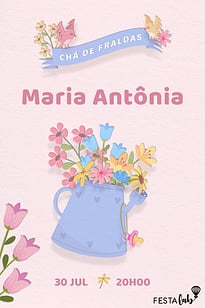 Convite Regador com Flores grátis para editar