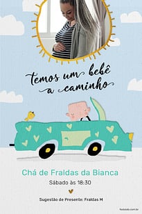 Convite Solzinho Azul e Aquarela grátis para editar