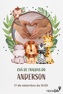 Convite Tronco de Safari grátis para editar