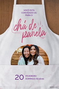 Convite Avental Rosa grátis para editar