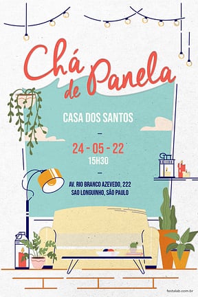 Modelo de Convite de Cha de panela - Canto das plantas Convite de Cha de panela - Canto das plantas