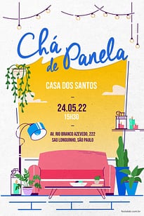 Modelo de Convite de Cha de panela - Canto das plantas azul Convite Canto das plantas azul grátis para editar