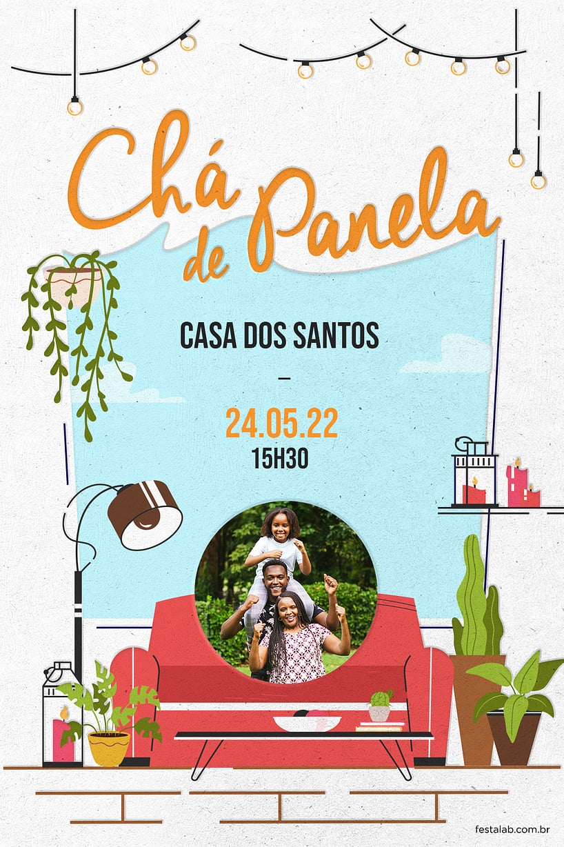Convite de Cha de panela - Canto das plantas laranja