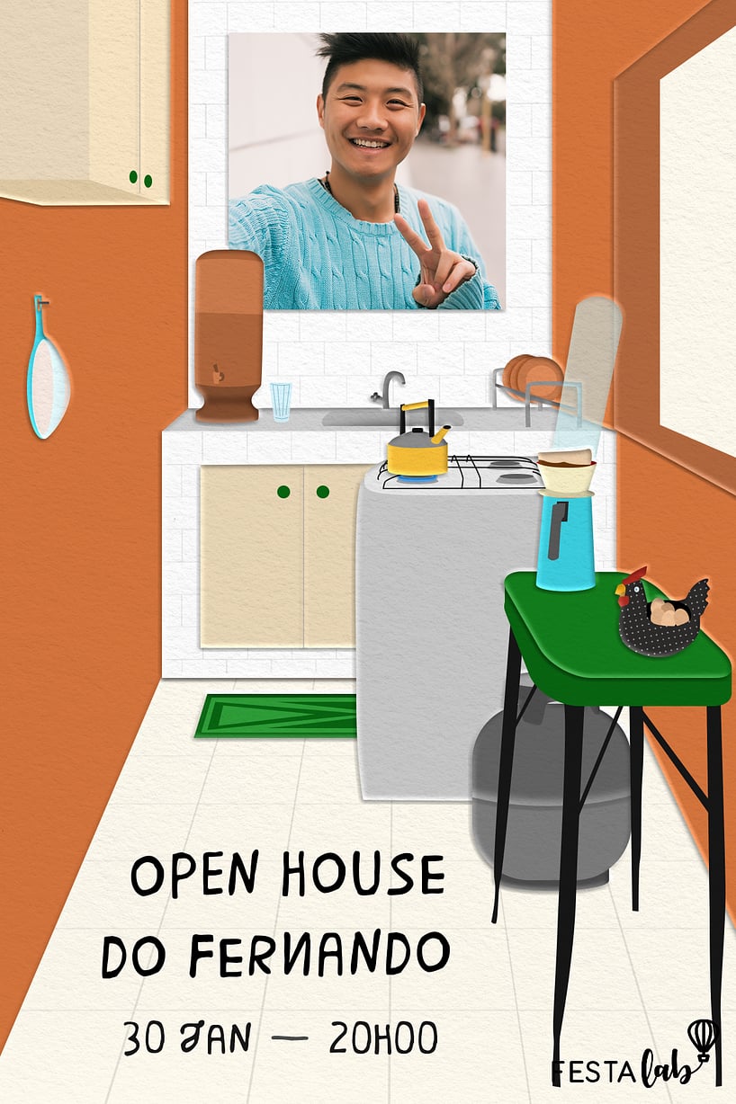 Convite Casa Brasil Laranja grátis para editar