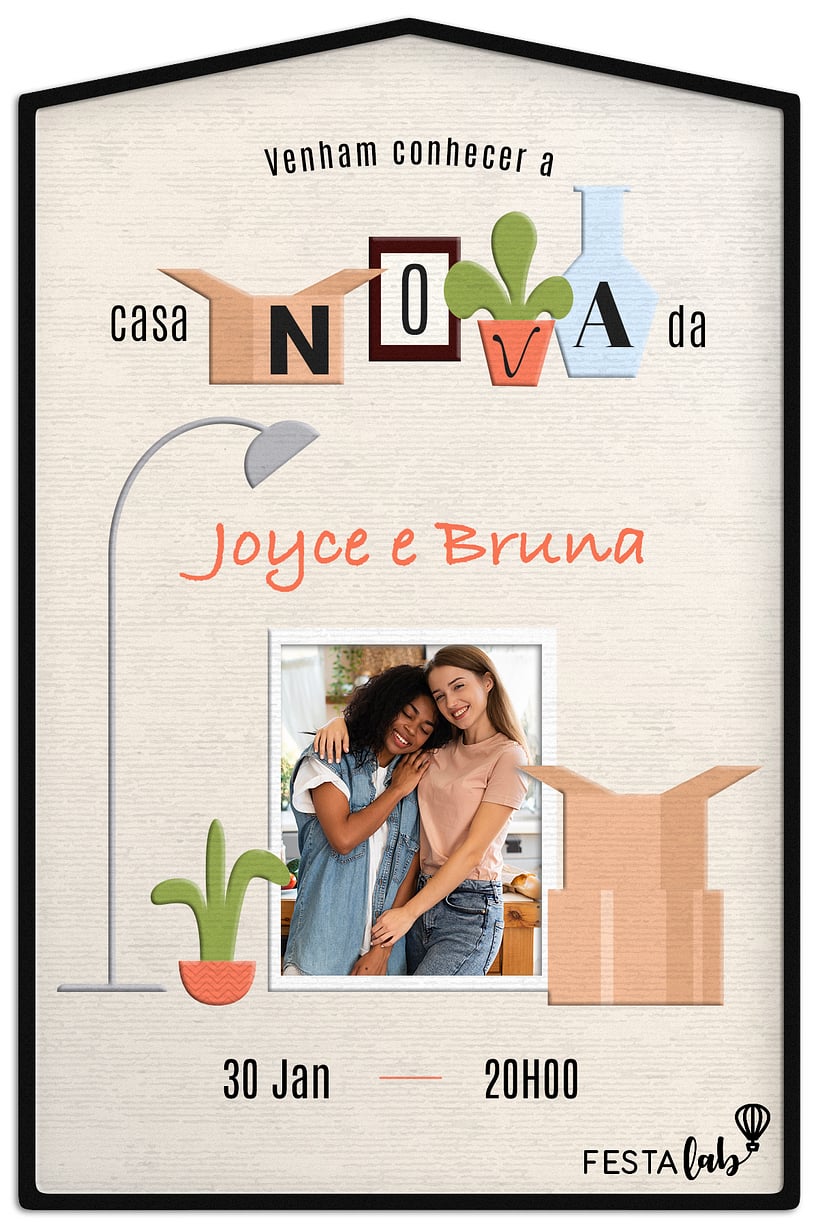 Convite Casa nova claro grátis para editar