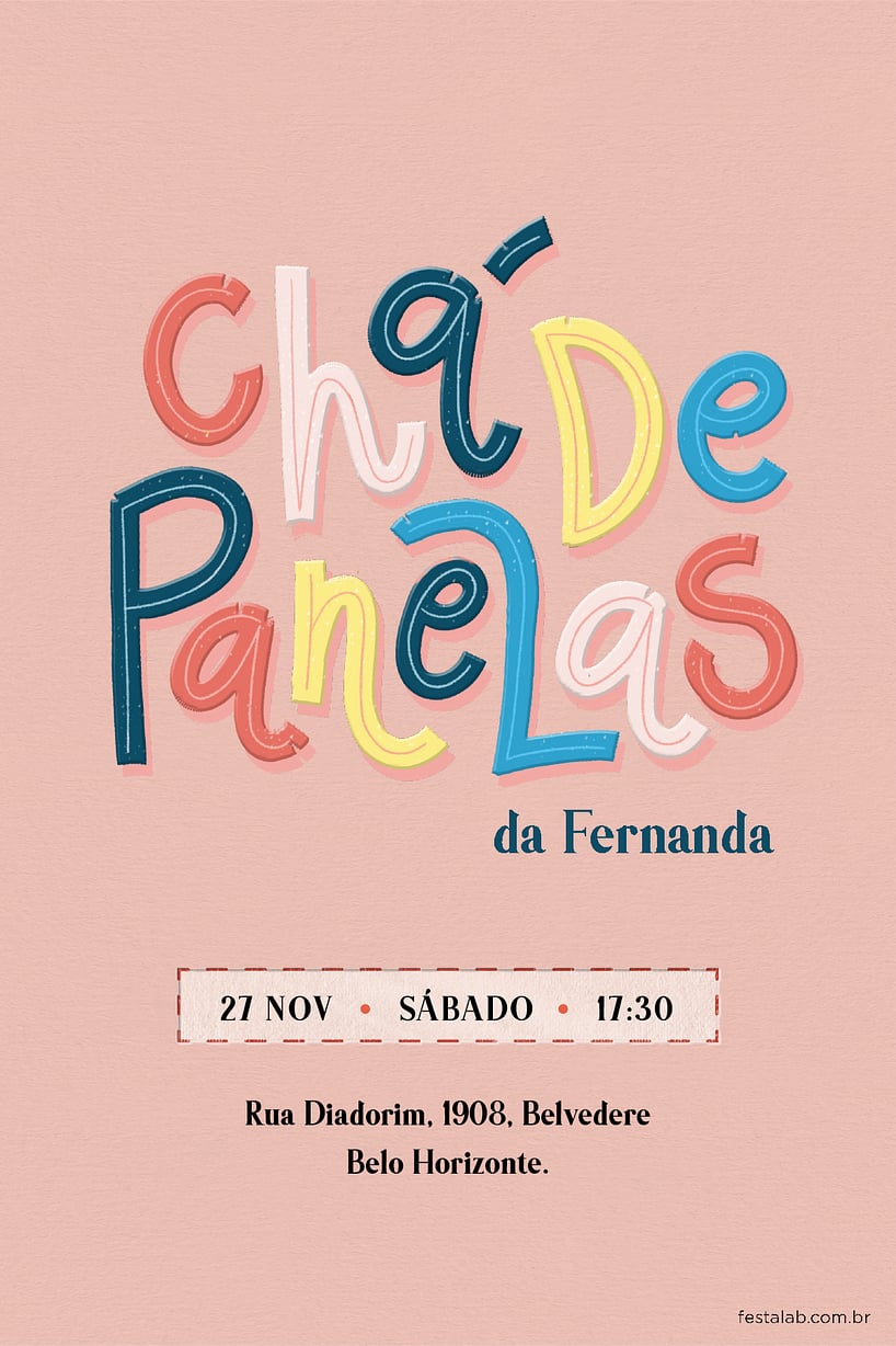 Convite de Cha de panela - Lettering