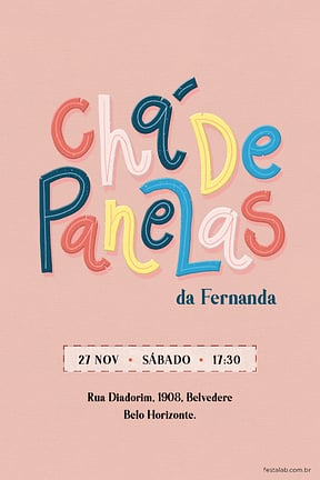 Modelo de Convite de Cha de panela - Lettering Convite de Cha de panela - Lettering