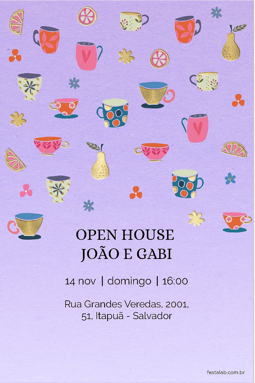 Convite de Cha de panela - Panelas Roxo