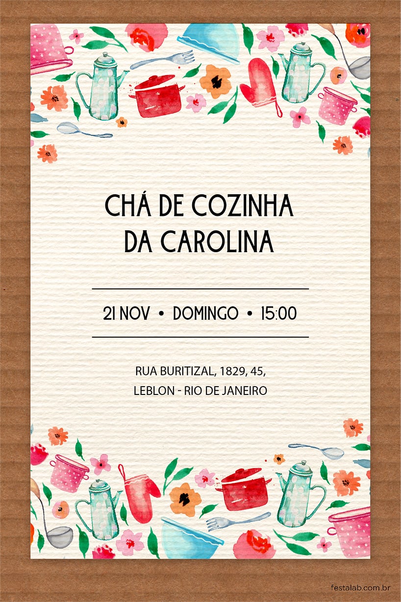 Convite de Cha de panela - Rustico