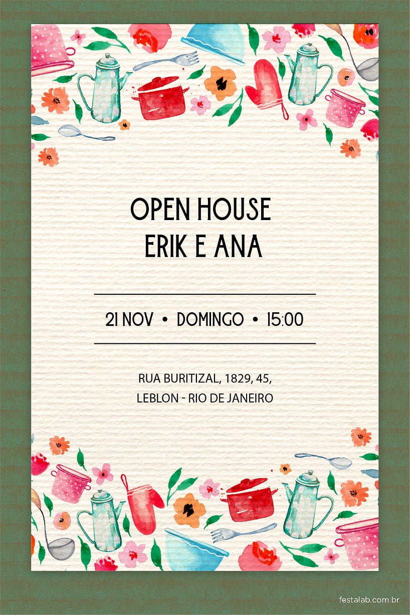 Convite de Cha de panela - Rustico Verde