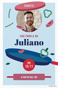 Modelo de Convite de Cha de panela - Chefe Azul Convite Chefe Azul grátis para editar