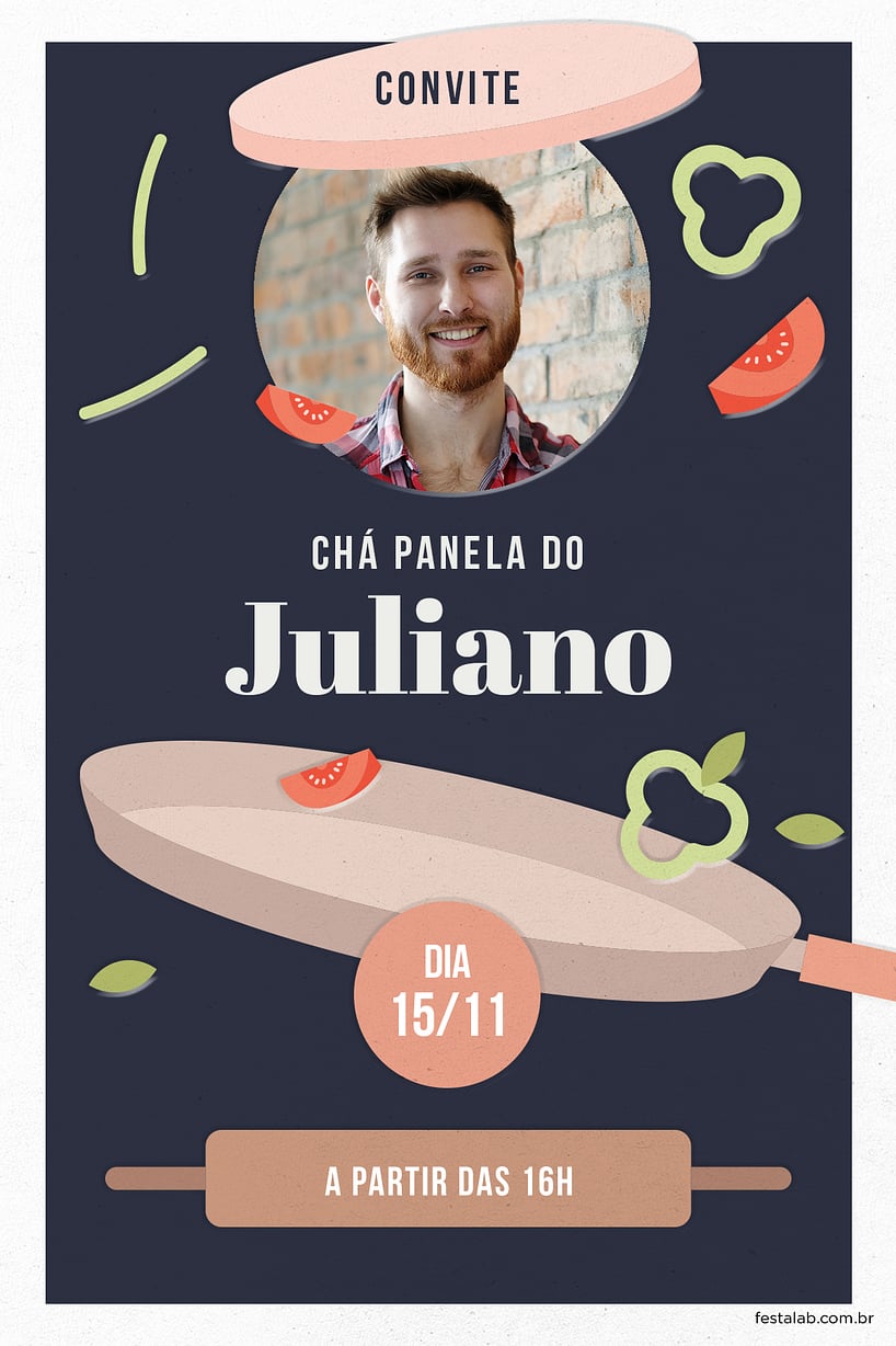 Convite Chefe Preto grátis para editar