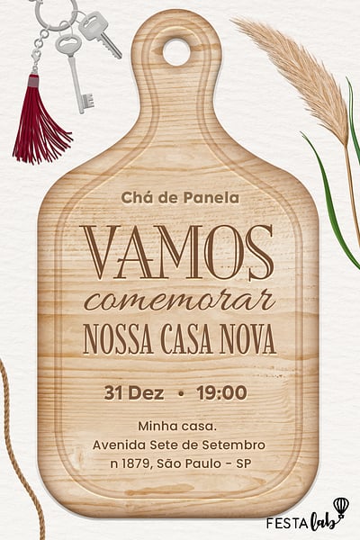 Criar convite de chá de panela - Menu do Amor| FestaLab 