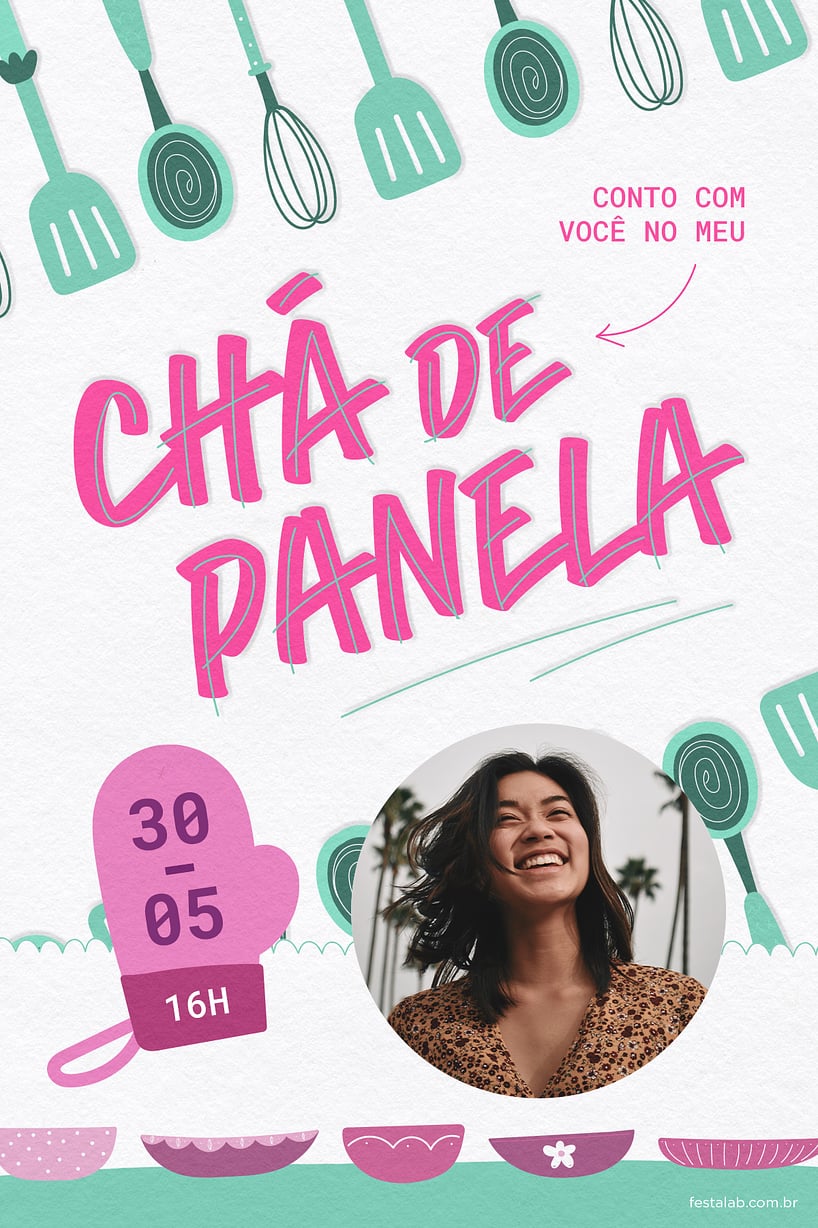 Convite de Cha de panela - Utensilios Verde