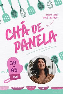 Convite Utensilios Verde grátis para editar