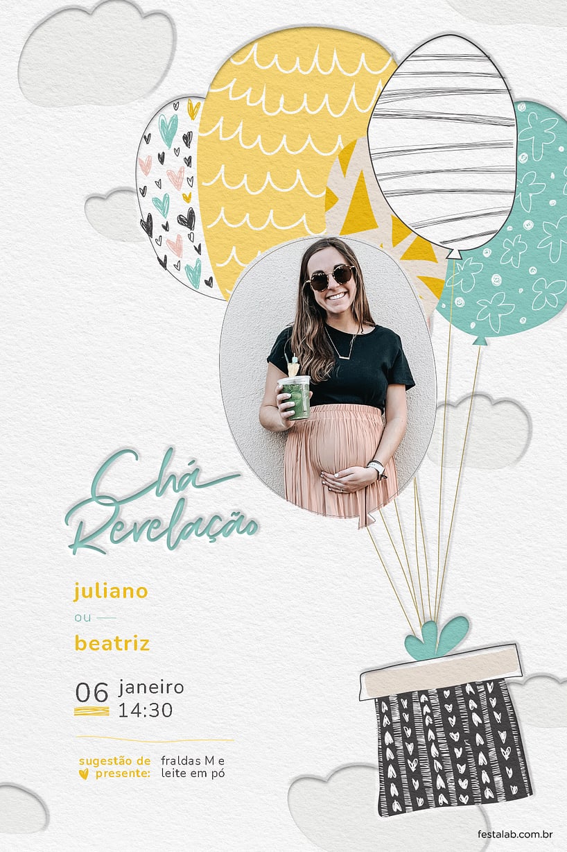 Convite Balão Candy grátis para editar