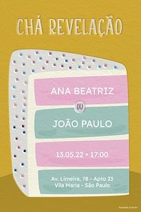 Convite Bolo revelação grátis para editar