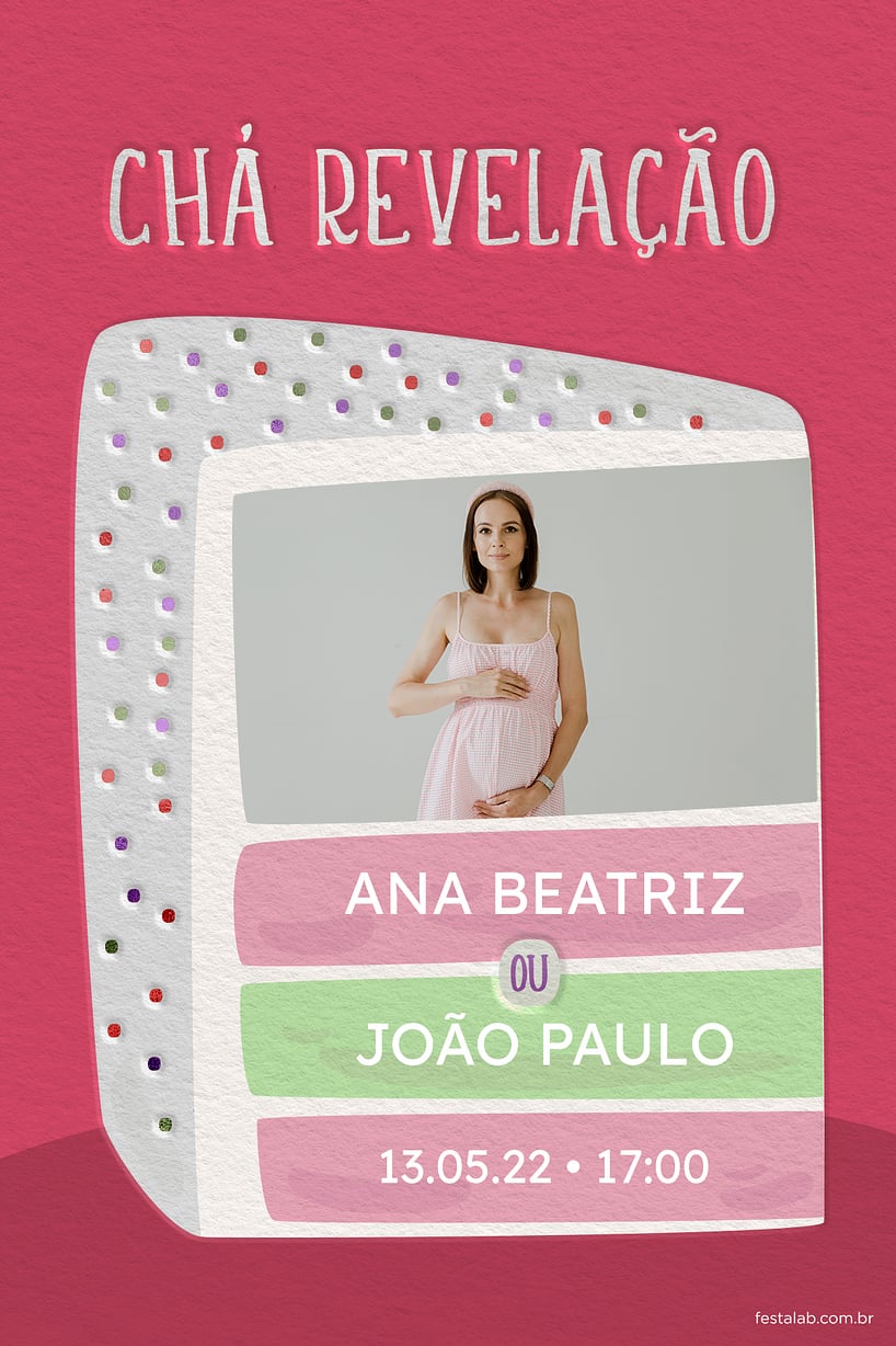 Convite de Cha revelacao - Bolo Revelacao Rosa