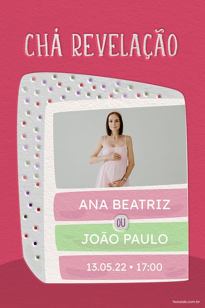 Modelo de Convite de Cha revelacao - Bolo Revelacao Rosa Convite Bolo Revelação Rosa grátis para editar