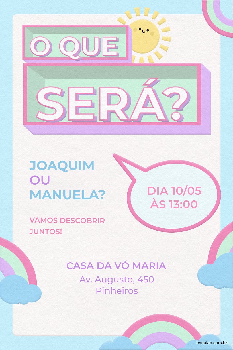 Convite de Cha revelacao - O que sera?