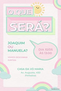 Modelo de Convite de Cha revelacao - O que sera? Rosa Convite O que será? Rosa grátis para editar