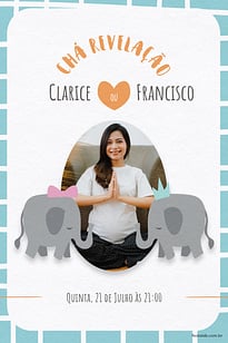 Modelo de Convite de Cha revelacao - Os elefantinhos Convite Os elefantinhos grátis para editar