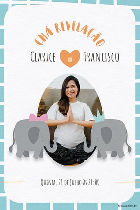 Modelo de Convite de Cha revelacao - Os elefantinhos Convite de Cha revelacao - Os elefantinhos