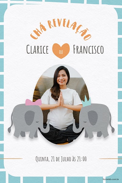 Criar convite de Chá revelação - Os elefantinhos| FestaLab