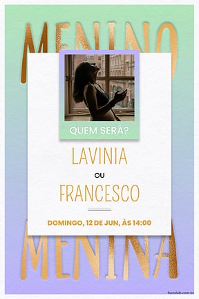 Modelo de Convite de Cha revelacao - Quem sera? Convite de Cha revelacao - Quem sera?