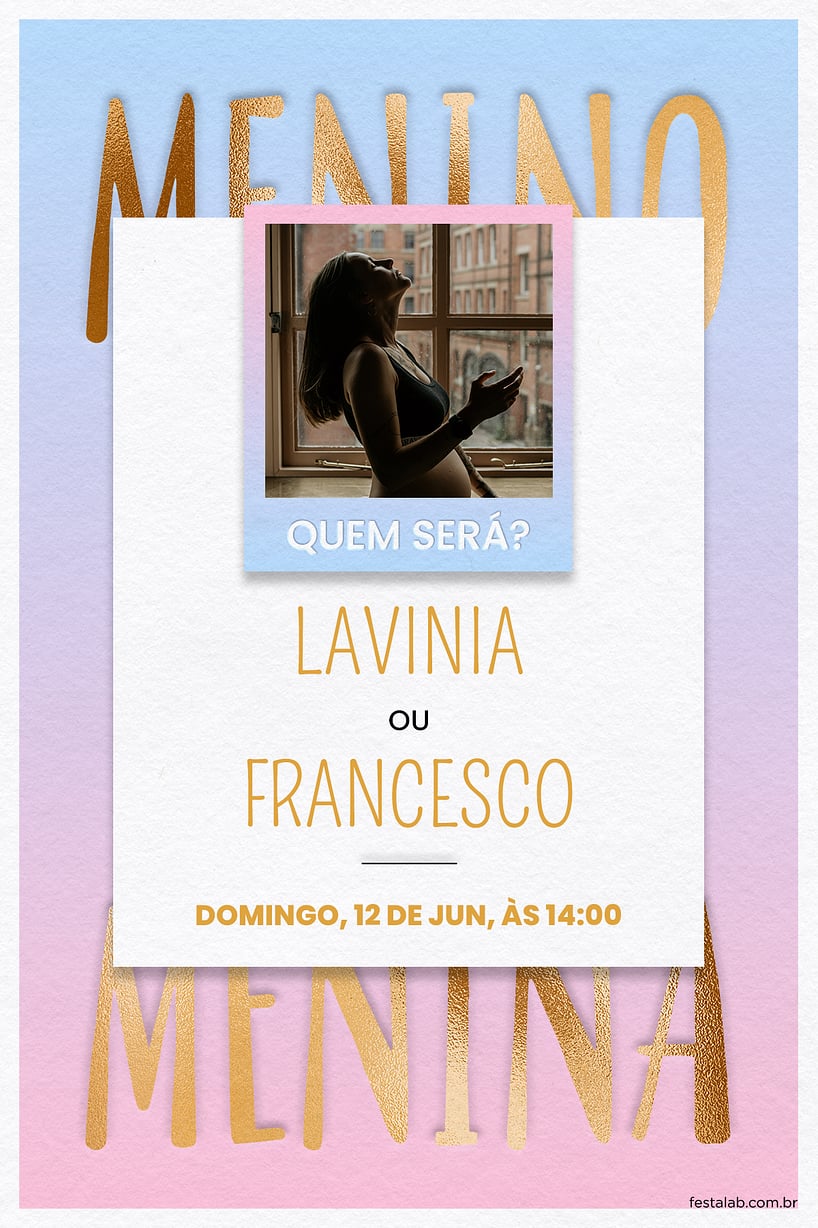 Convite de Cha revelacao - Quem sera? Rosa