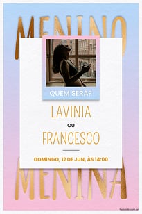 Convite Quem será? Rosa grátis para editar