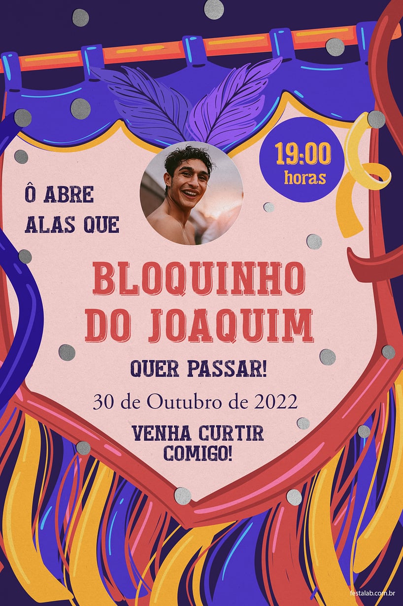 Convite Abre alas carnaval grátis para editar