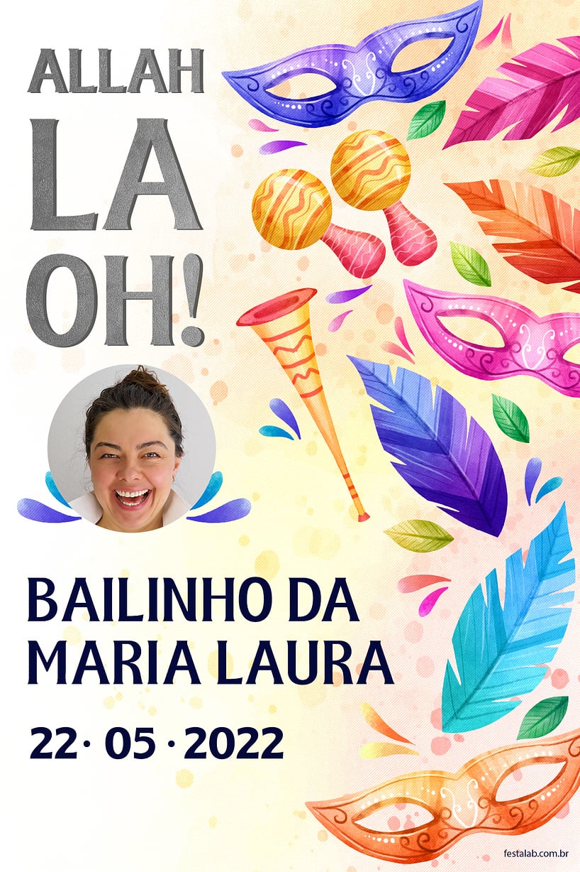 Convite Allah la oh carnaval grátis para editar