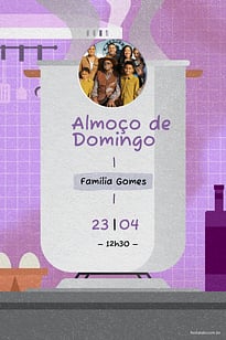 Modelo de Convite de Ocasioes especiais - Almoco deco roxo Convite Almoço deco roxo grátis para editar