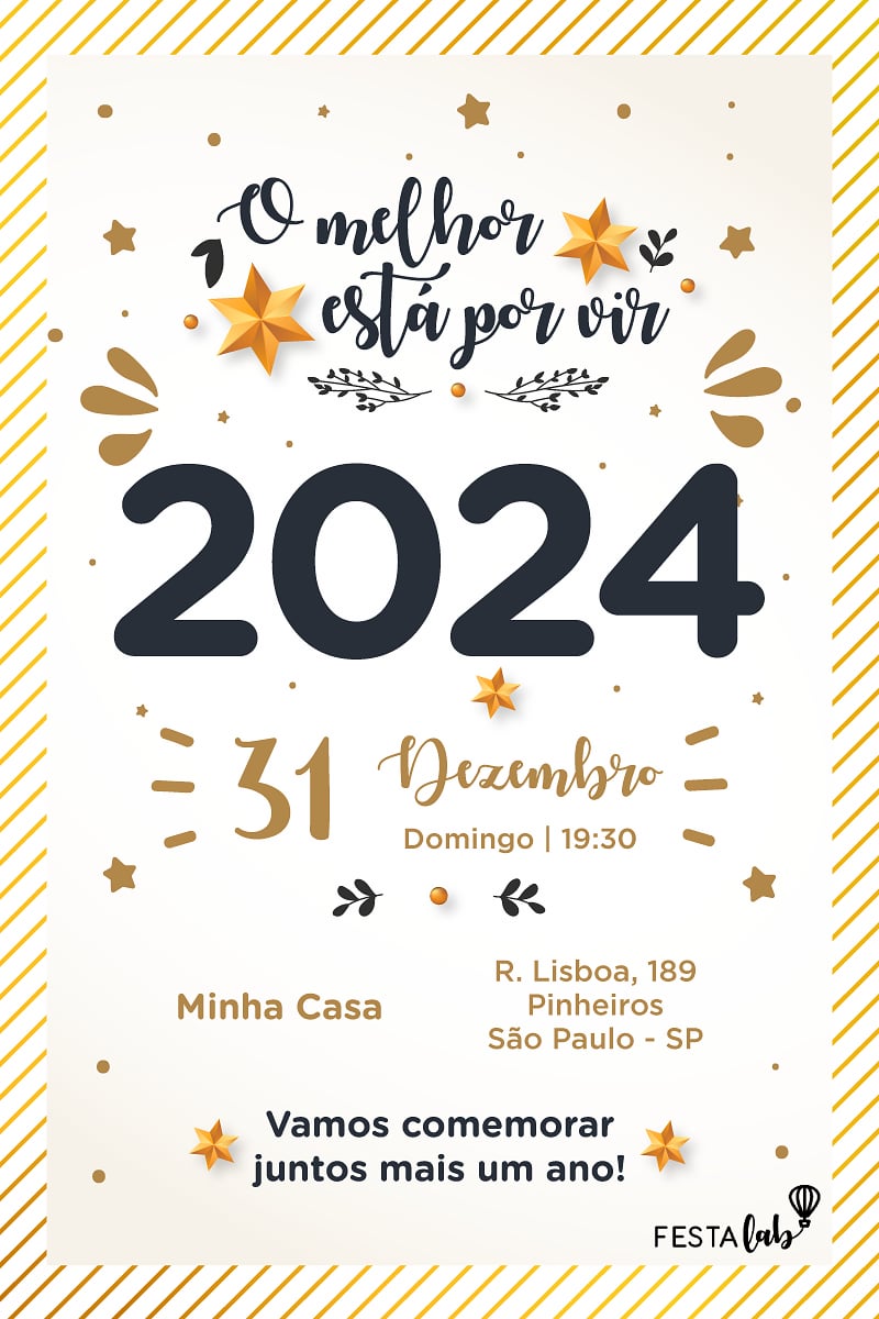 Criar convite de Ocasiões especiais - Ano Novo 2022| FestaLab