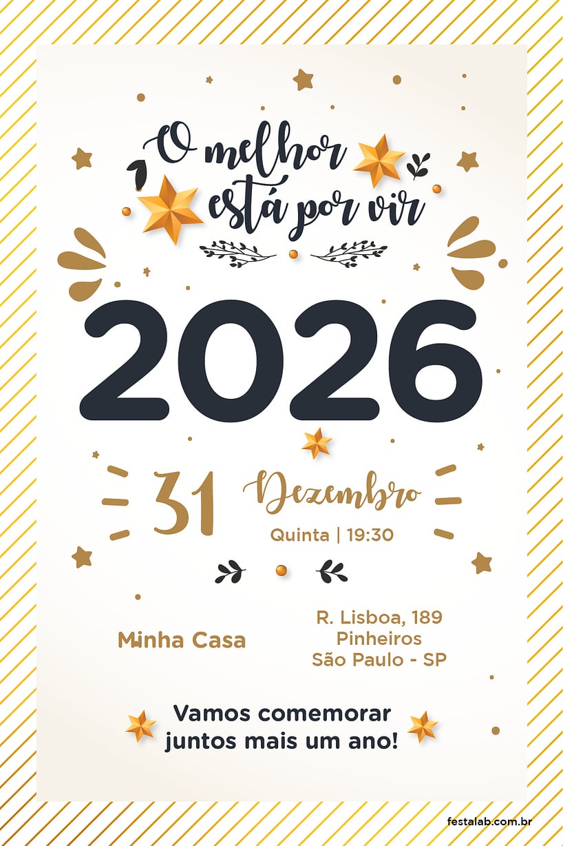 Criar convite de Ocasiões especiais - Ano Novo 2025| FestaLab