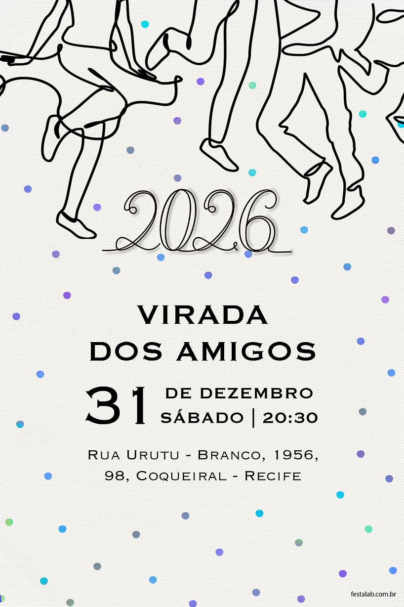 Convite Ano novo dançante grátis para editar