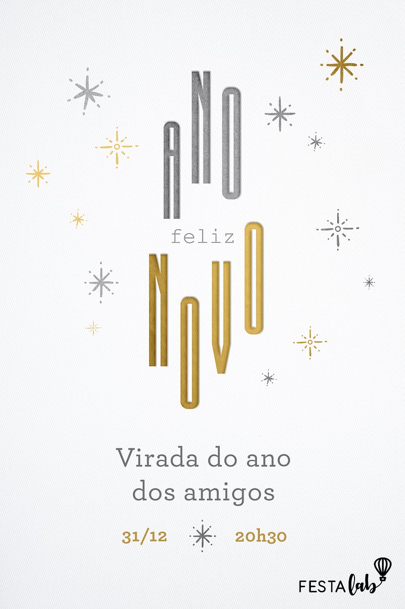 Convite de Ocasioes especiais - Ano novo minimalista