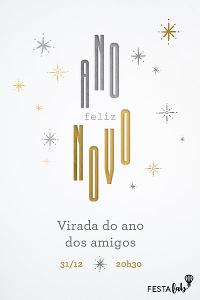 Modelo de Convite de Ocasioes especiais - Ano novo minimalista Convite Ano novo minimalista grátis para editar