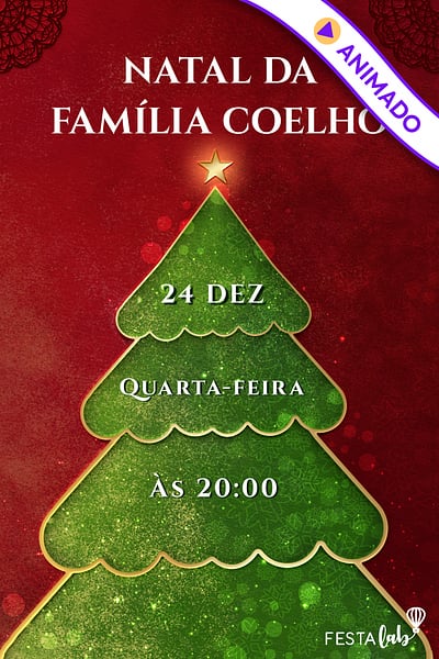 Modelo de Convite de Ocasioes especiais - Arvore de Natal Convite Árvore de Natal grátis para editar