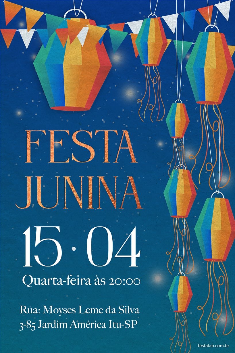 Criar convite de Ocasiões especiais - Balão de São João| FestaLab