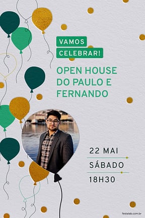 Modelo de Convite de Ocasioes especiais - Baloes Verde e Amarelo Convite de Ocasioes especiais - Baloes Verde e Amarelo