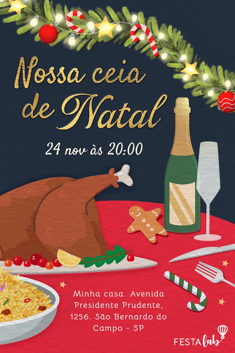 Criar convite de Ocasiões especiais - Banquete de Natal| FestaLab