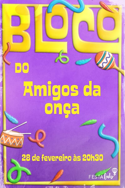 Modelo de Convite de Ocasioes especiais - Bloco dos amigos Convite Bloco dos amigos grátis para editar