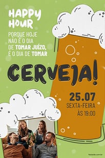 Modelo de Convite de Ocasioes especiais - Bolhas de Cerveja Verde Convite Bolhas de Cerveja Verde grátis para editar