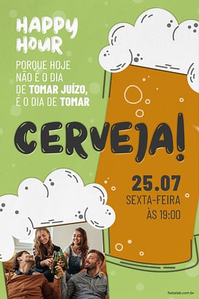 Modelo de Convite de Ocasioes especiais - Bolhas de Cerveja Verde Convite de Ocasioes especiais - Bolhas de Cerveja Verde