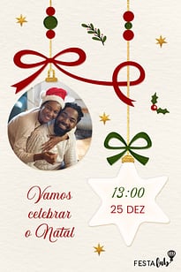Modelo de Convite de Ocasioes especiais - Bolinhas Natalinas Convite Bolinhas Natalinas grátis para editar