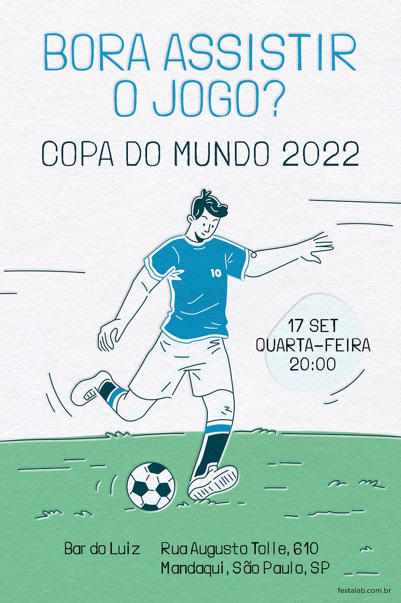 Fazer convite online convite digital Convite de aniversario para assistir  jogo copa do mundo