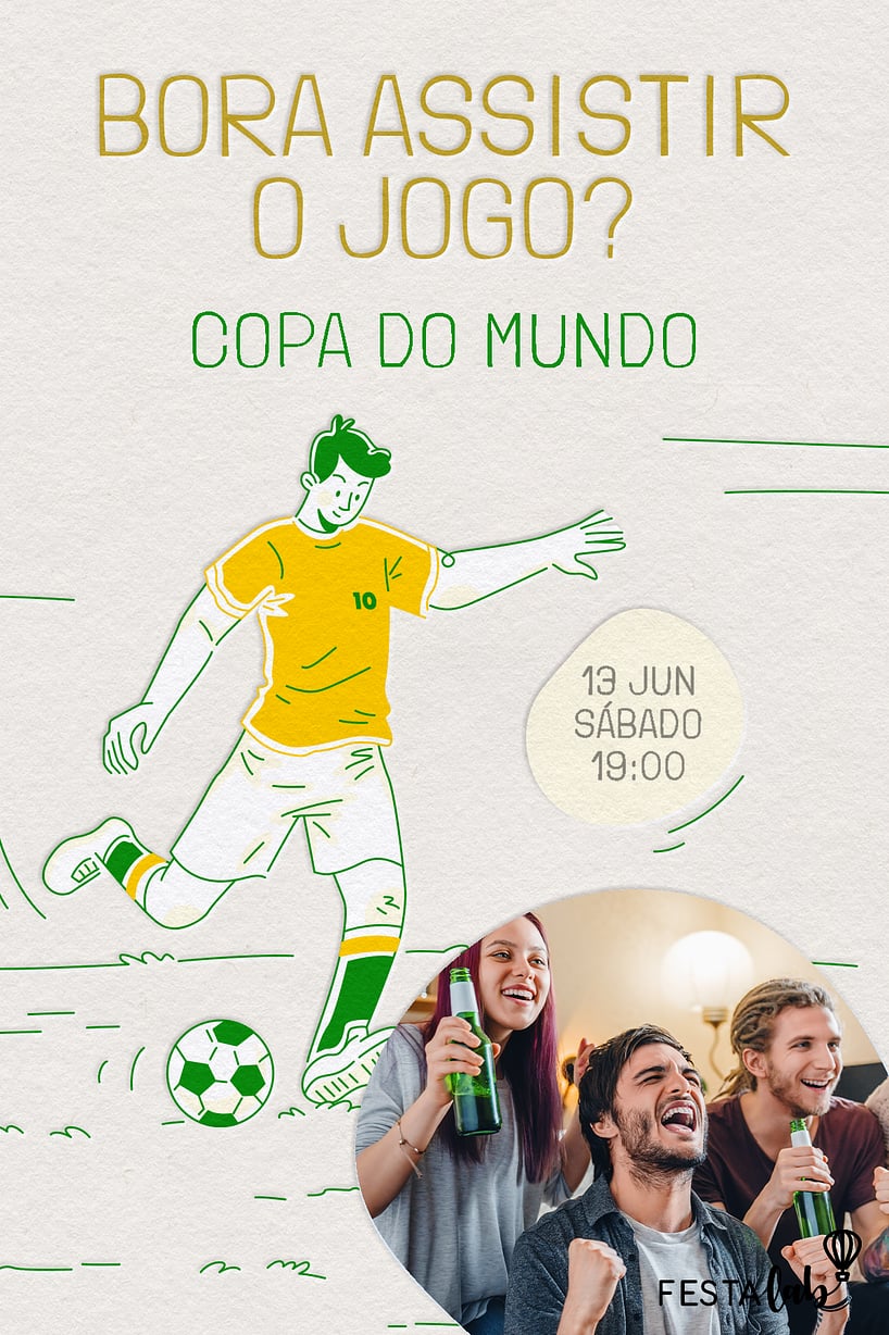 Convite Bora assistir o jogo bege grátis para editar