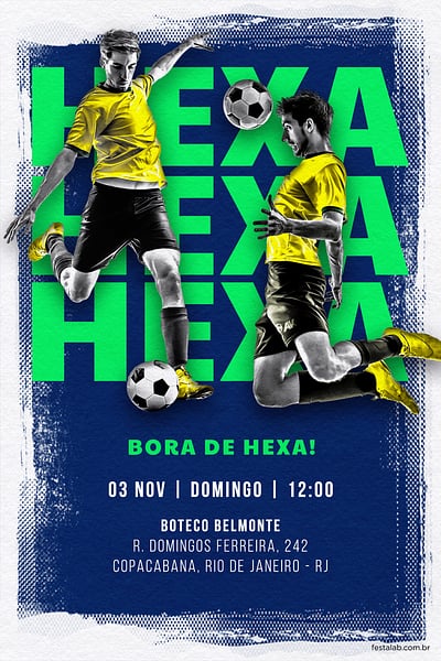 Modelo de Convite de Ocasioes especiais - Bora de Hexa Convite Bora de Hexa grátis para editar